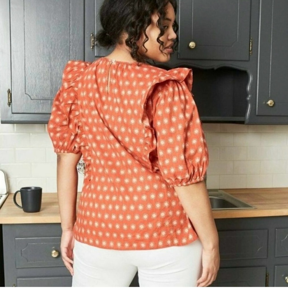 Universal Thread Ruffle Blouse Large Rust EUC - Picture 3 of 7